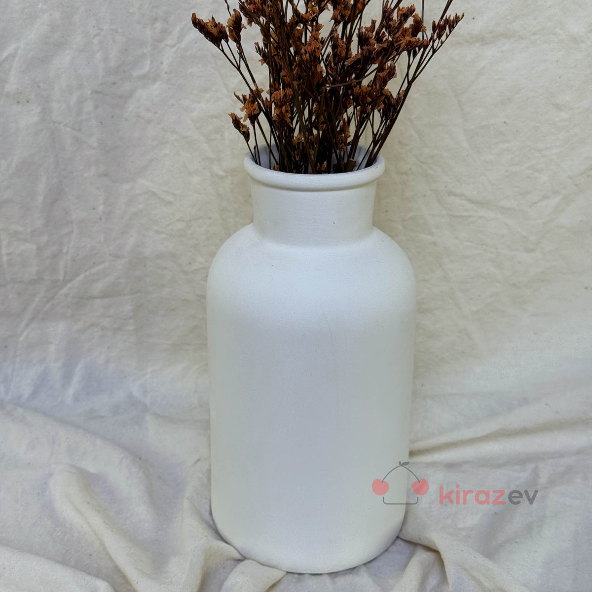 Dar Boğazlı Beyaz Seramik Vazo