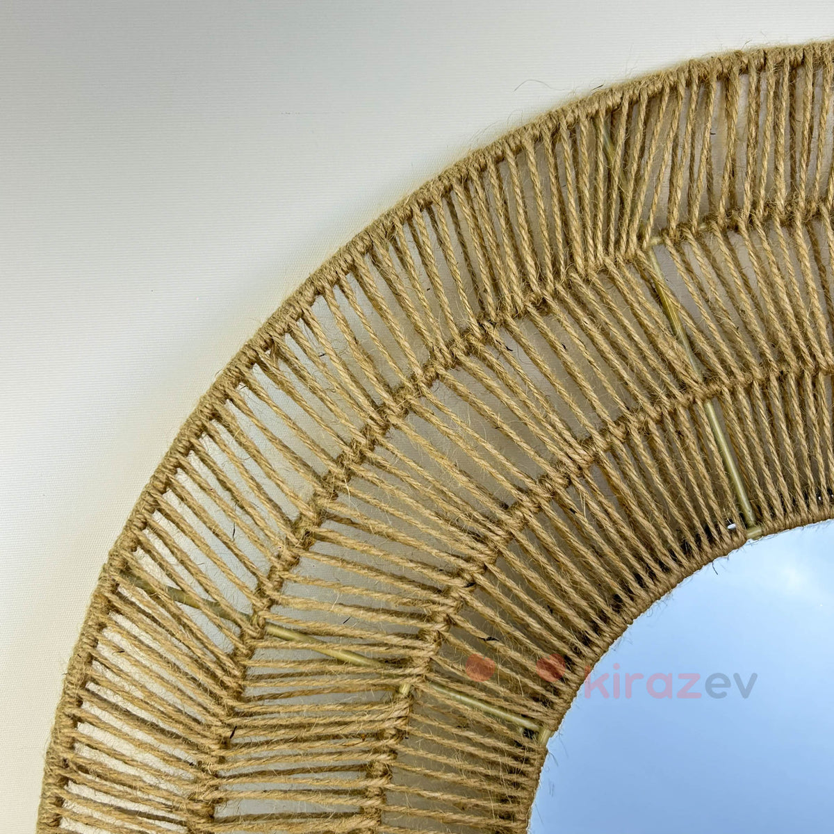 Bohem Jüt İpli Örgü Yuvarlak Duvar Aynası