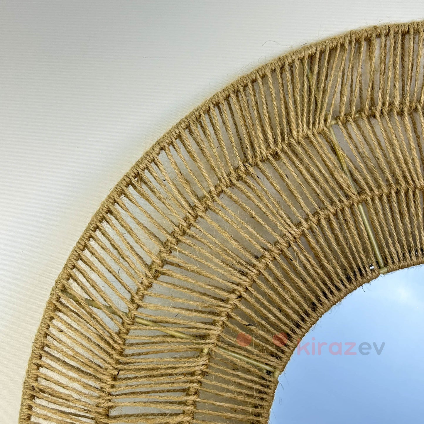 Bohem Jüt İpli Örgü Yuvarlak Duvar Aynası