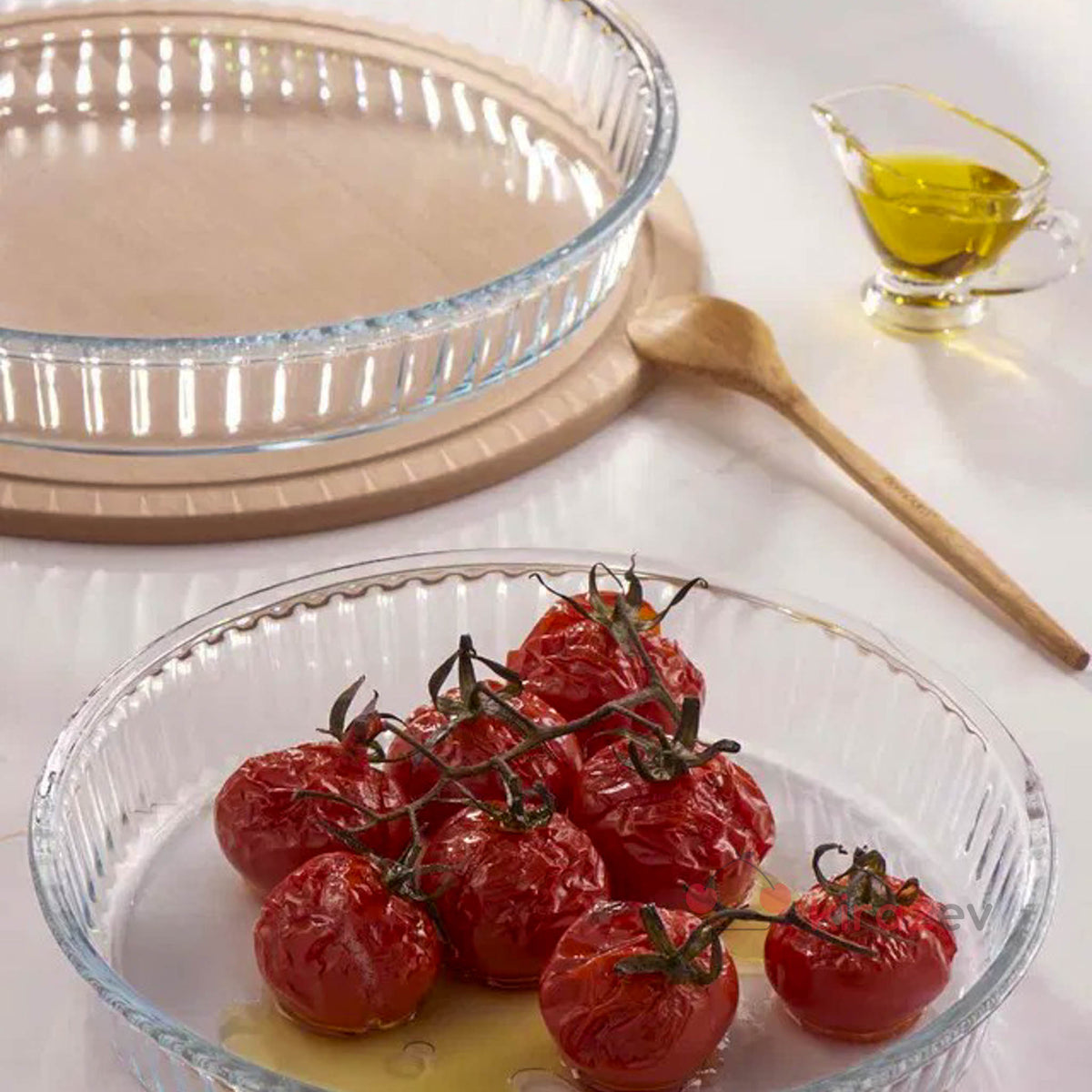Paşabahçe Borcam Yuvarlak Fırın Kabı 2’li Set | 2950 & 1720 cc - Kiraz Ev