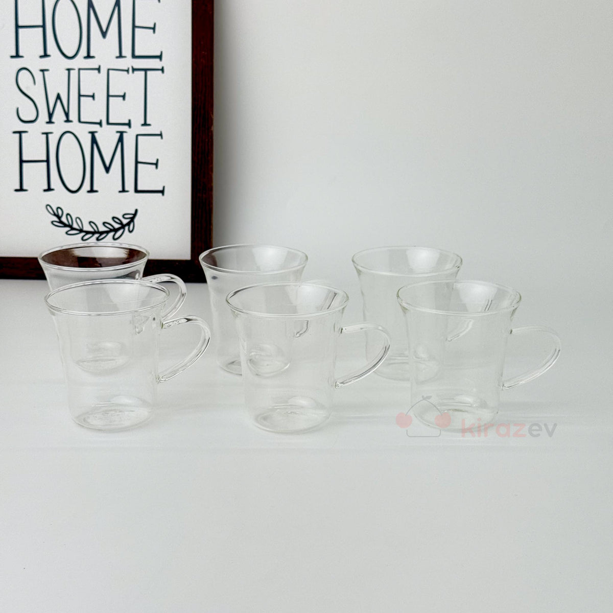 Borosilikat Kulplu Çay Bardağı 6'lı