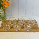 6’lı Çiçek Desenli Cam Çerezlik & Sosluk Seti