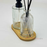 Cam Dekoratif Sıvı Sabunluk ve Koku Seti – Bambu Stantlı