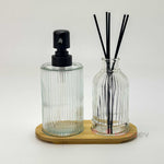 Cam Dekoratif Sıvı Sabunluk ve Koku Seti – Bambu Stantlı