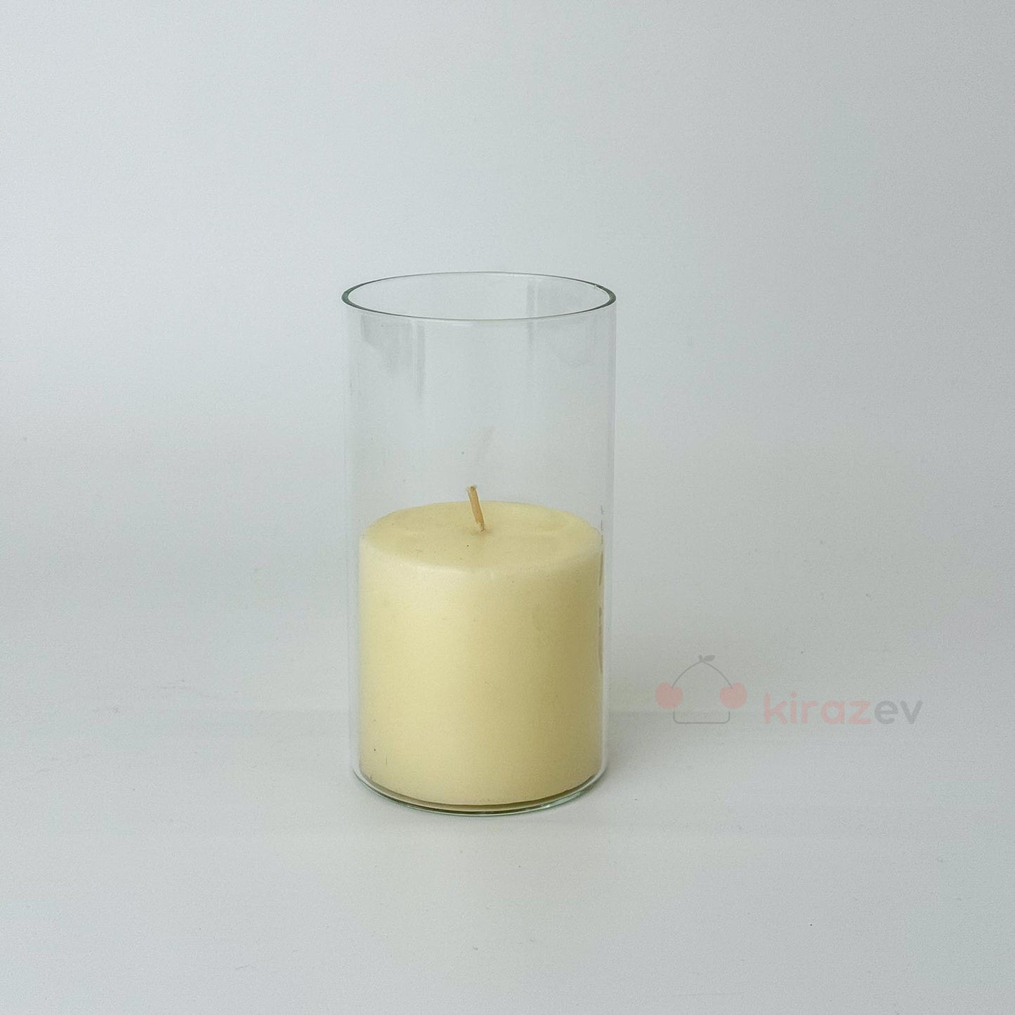 Silindir Cam Vazo Mumluk Küçük Boy