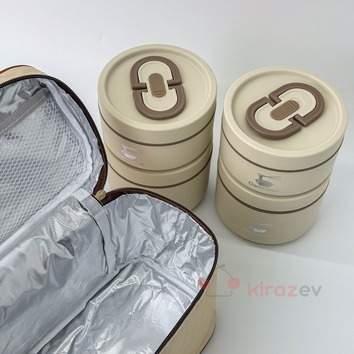 Kare Termal Çantalı Yemek Kabı Termos Seti