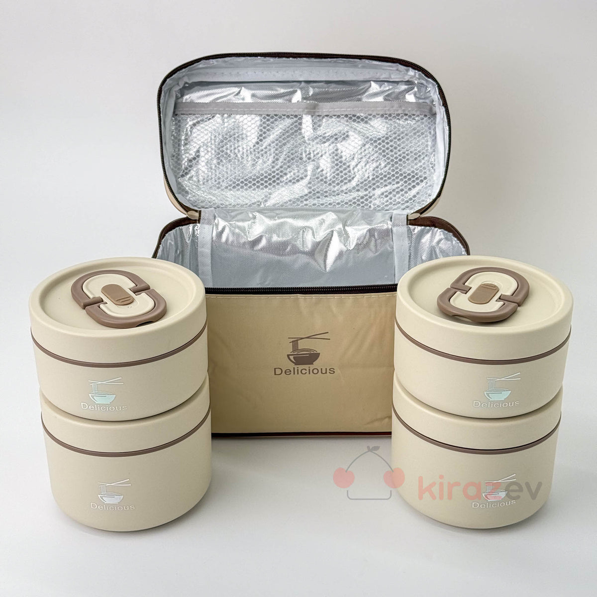 Kare Termal Çantalı Yemek Kabı Termos Seti