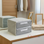 Çekmeceli Gri Bez Organizer – 2 Çekmeceli Dolap İçi Düzenleyici