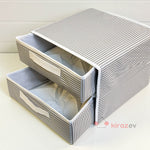 Çekmeceli Gri Bez Organizer – 2 Çekmeceli Dolap İçi Düzenleyici