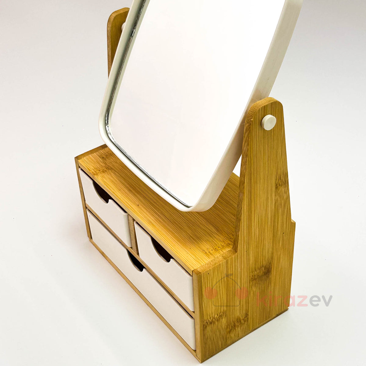 Bambu Çekmeceli Makyaj Aynası – Döner Başlıklı