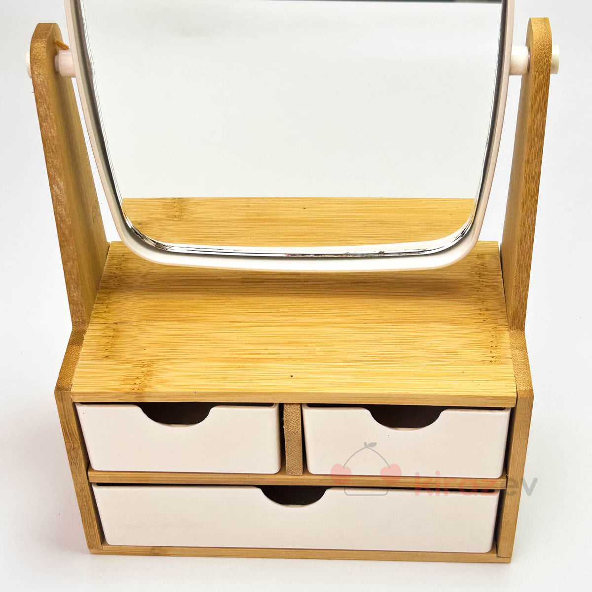 Bambu Çekmeceli Makyaj Aynası – Döner Başlıklı