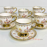 Çiçek Desenli Altın Yaldızlı Kahve Fincanı 6’lı