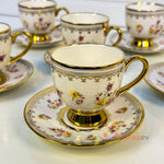 Çiçek Desenli Altın Yaldızlı Kahve Fincanı 6’lı