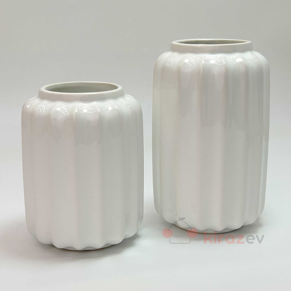 Çizgili Seramik Vazo Seti 2'li