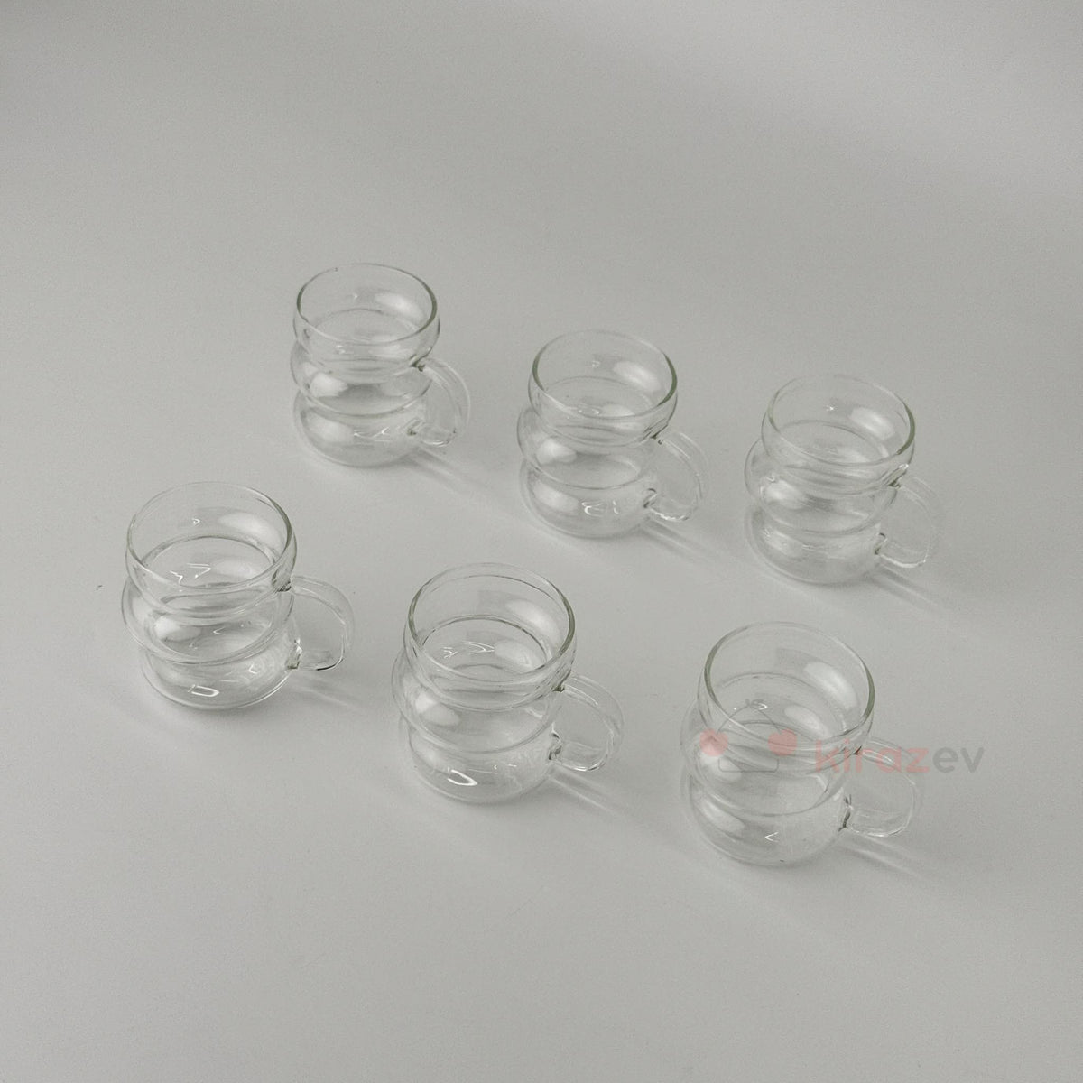 Dalgalı Cam Kulplu Kahve Fincanı 6'lı