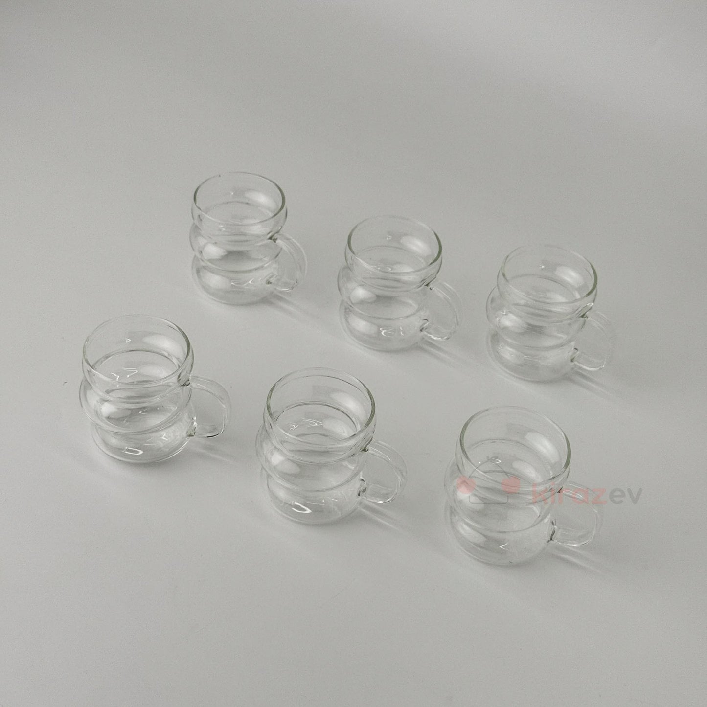 Dalgalı Cam Kulplu Kahve Fincanı 6'lı