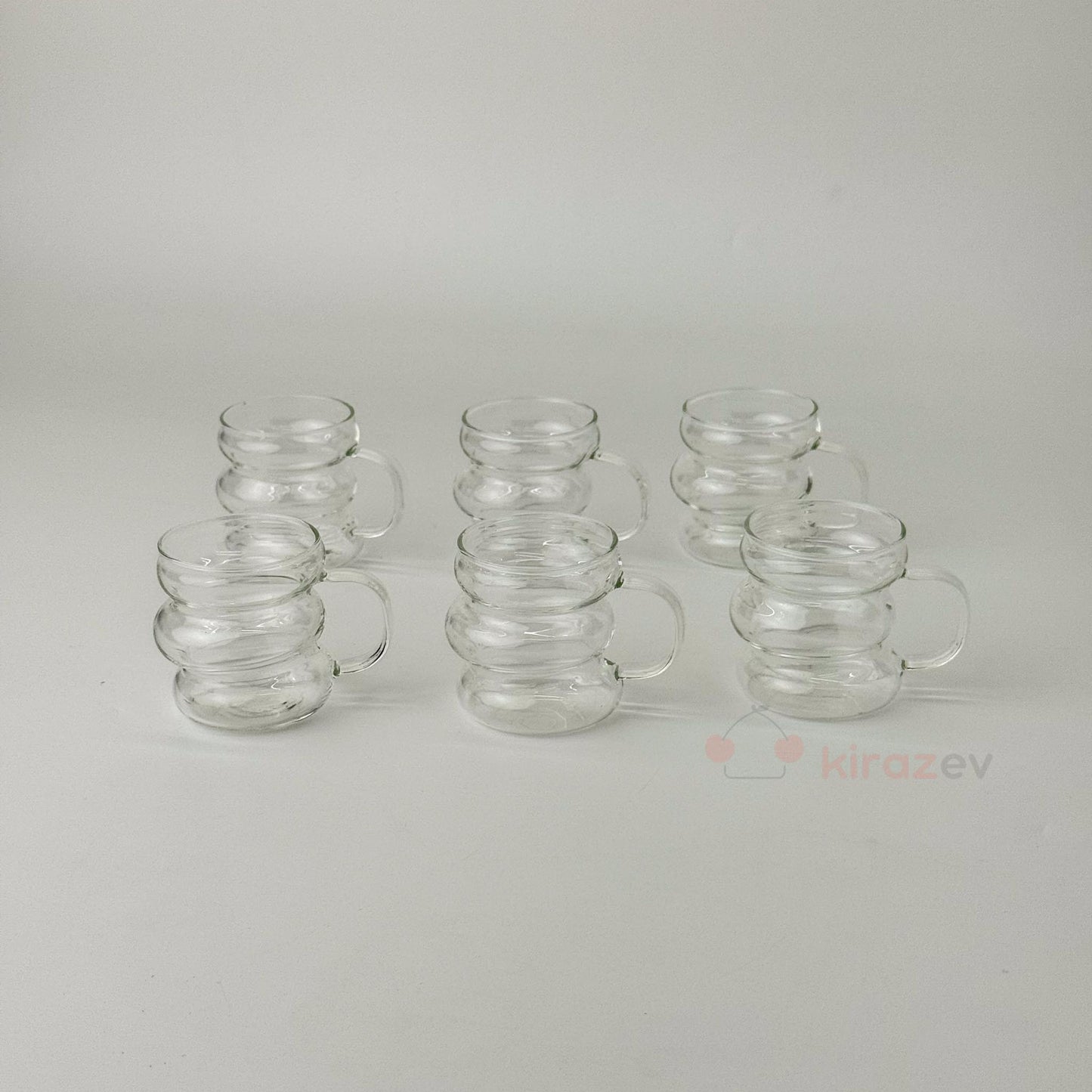 Dalgalı Cam Kulplu Kahve Fincanı 6'lı