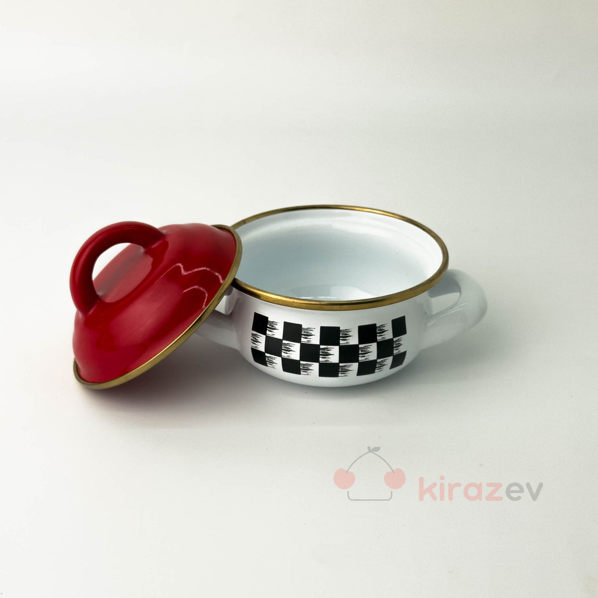 Damalı Mini Emaye Tencere