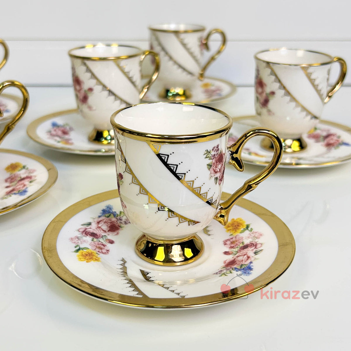 Elegance Serisi Altın Yaldızlı 6’lı Kahve Fincanı Seti