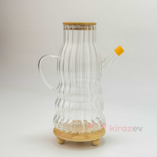 Flora Deco Orange Cam Yağdanlık 900 ml – Bambu Kapaklı