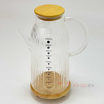 Flora Measure Çizgili Cam Yağdanlık 1000 ml – Bambu Kapaklı