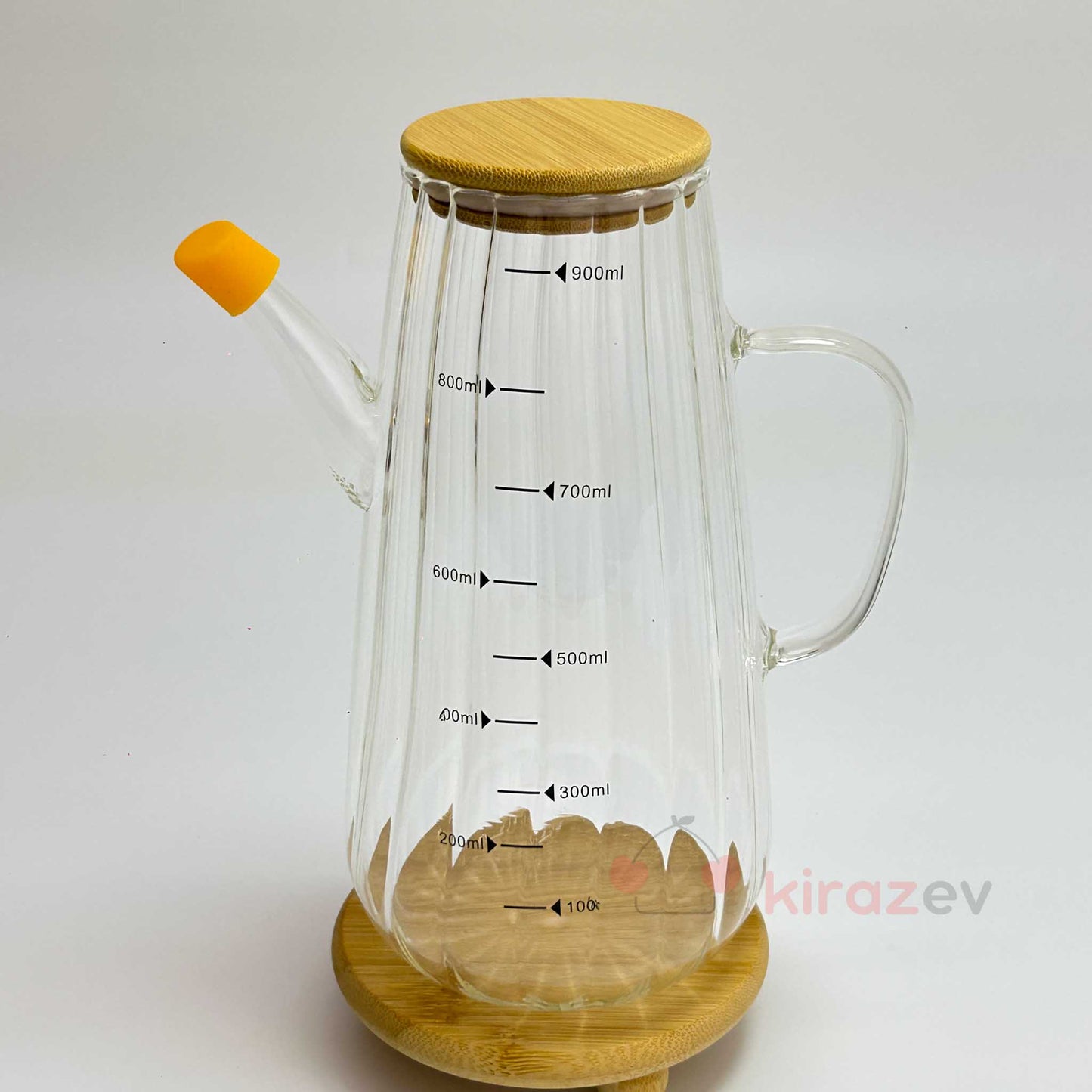 Flora Orange Cam Yağdanlık 900 ml – Bambu Kapaklı