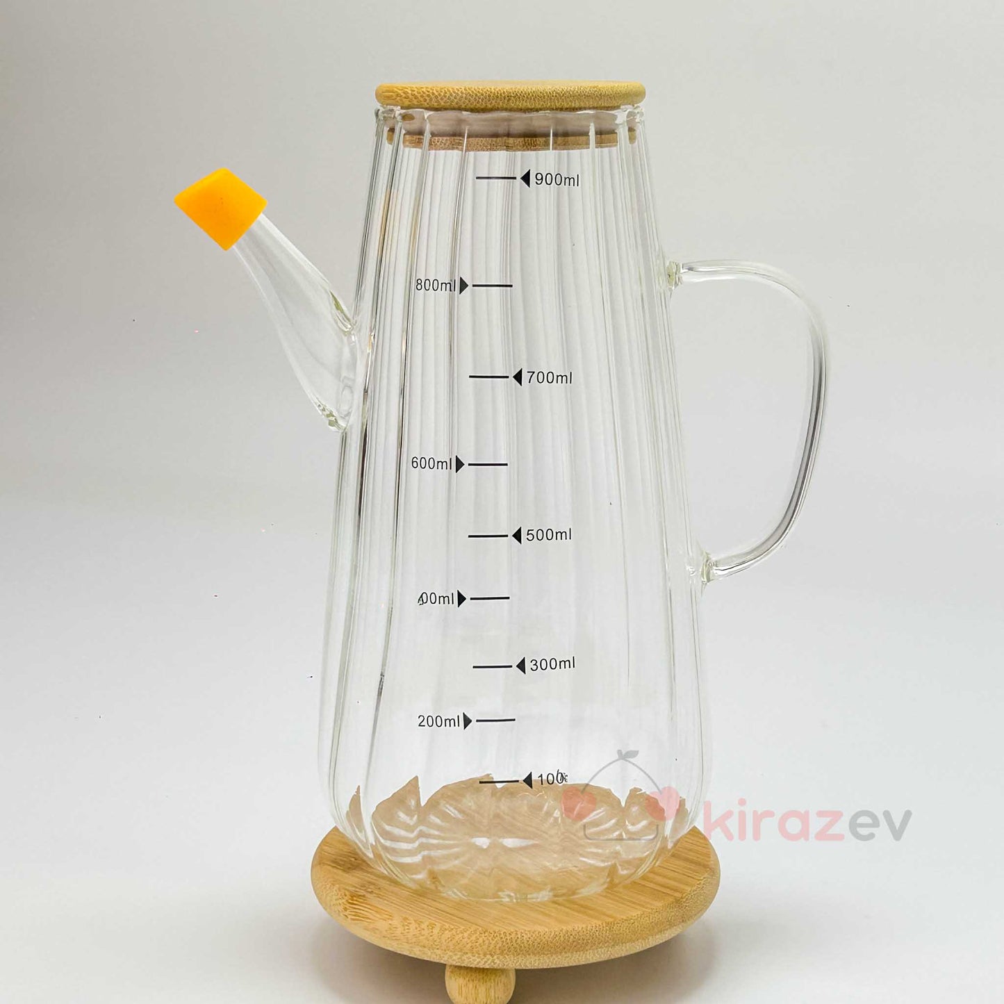 Flora Orange Cam Yağdanlık 900 ml – Bambu Kapaklı