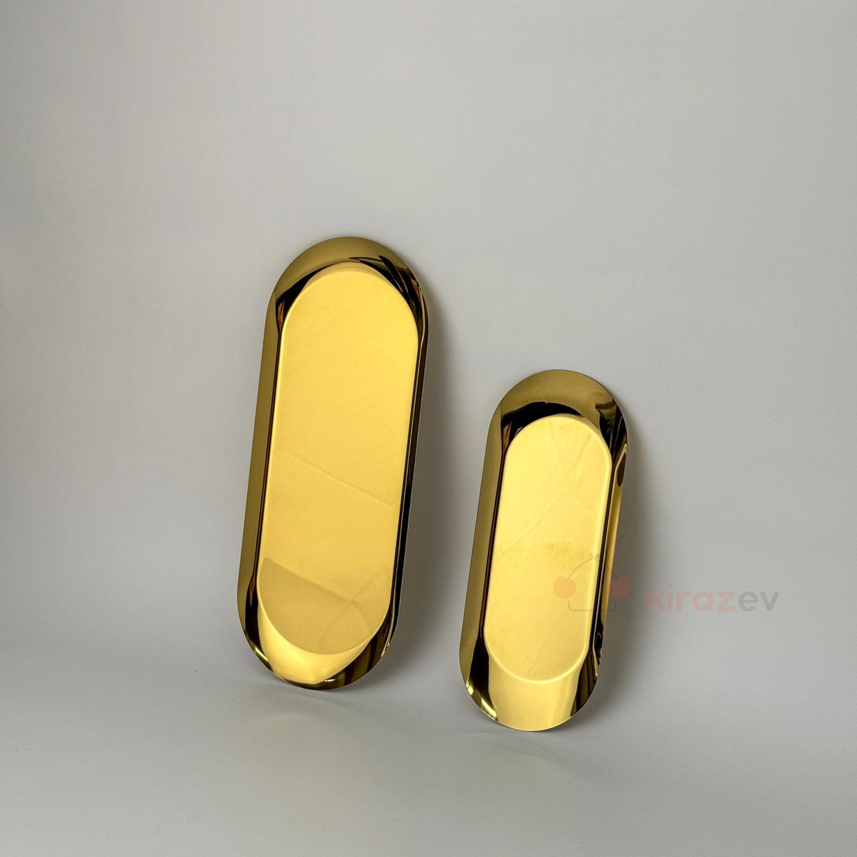 Gold Metal Kayık Tabak 2'li