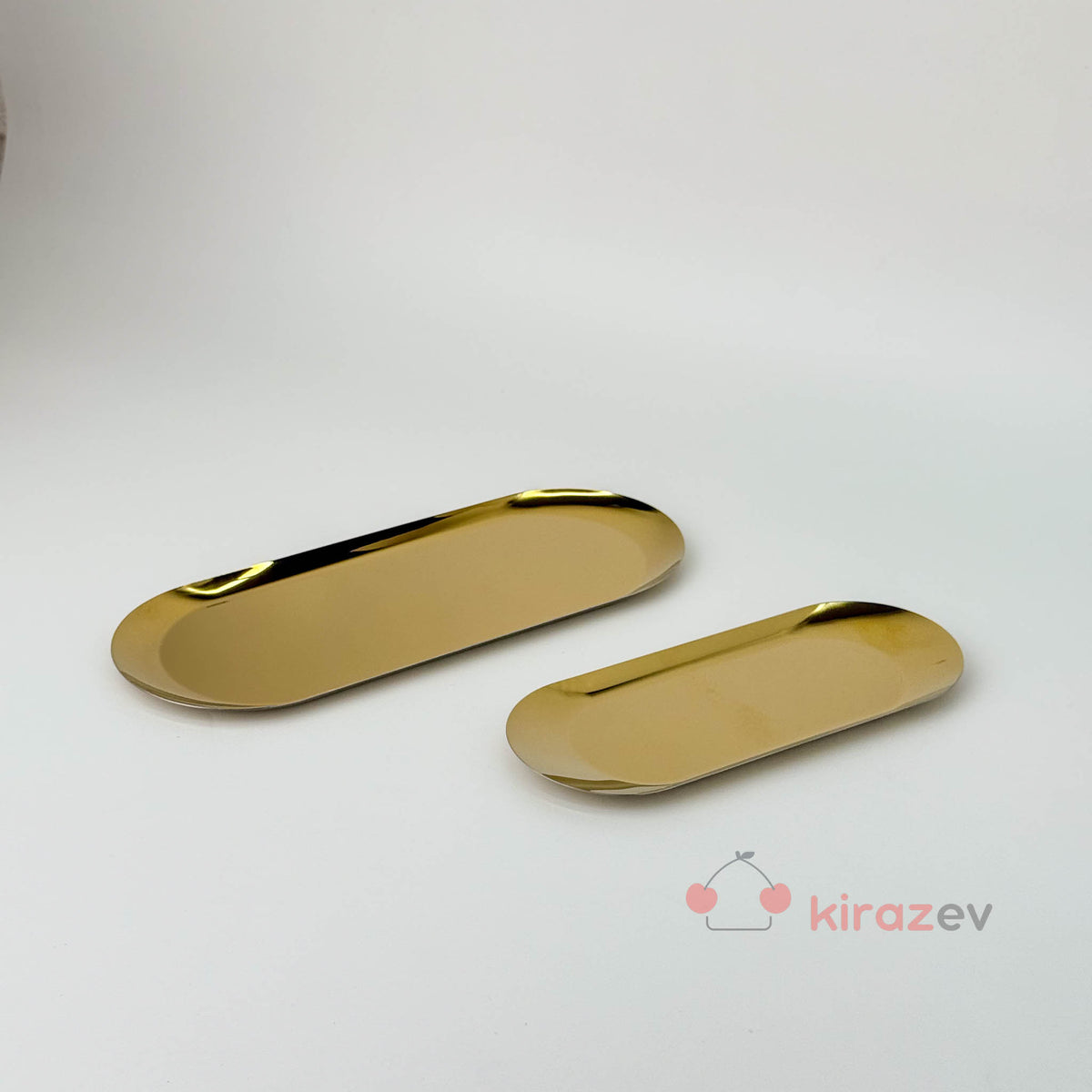 Gold Metal Kayık Tabak 2'li - Kiraz Ev