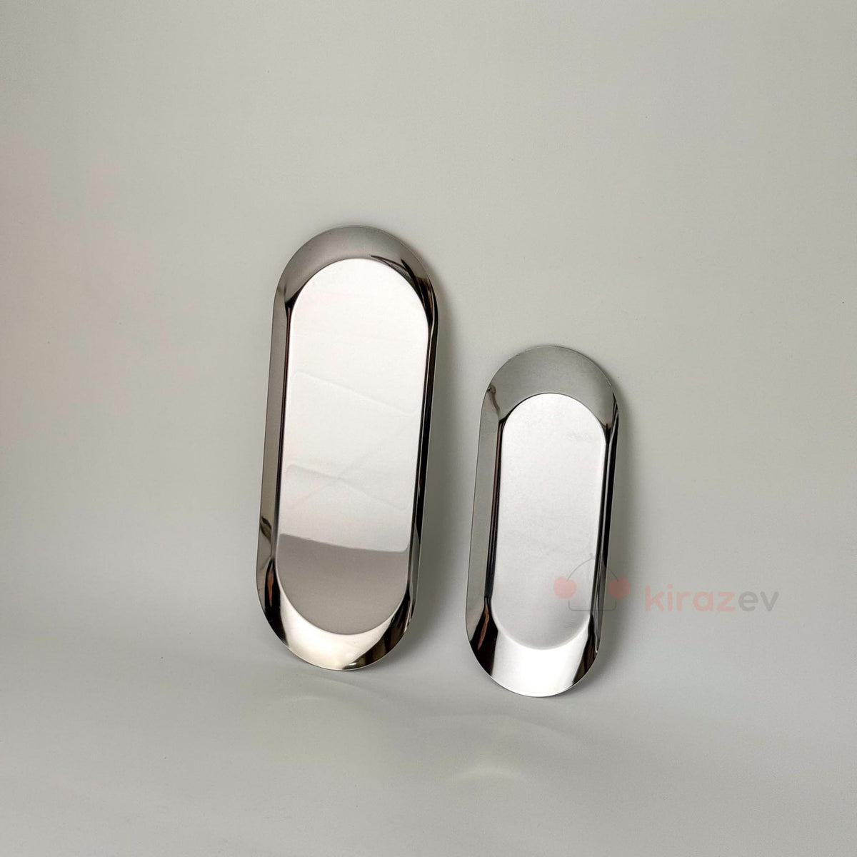 Gümüş Metal Kayık Tabak 2'li