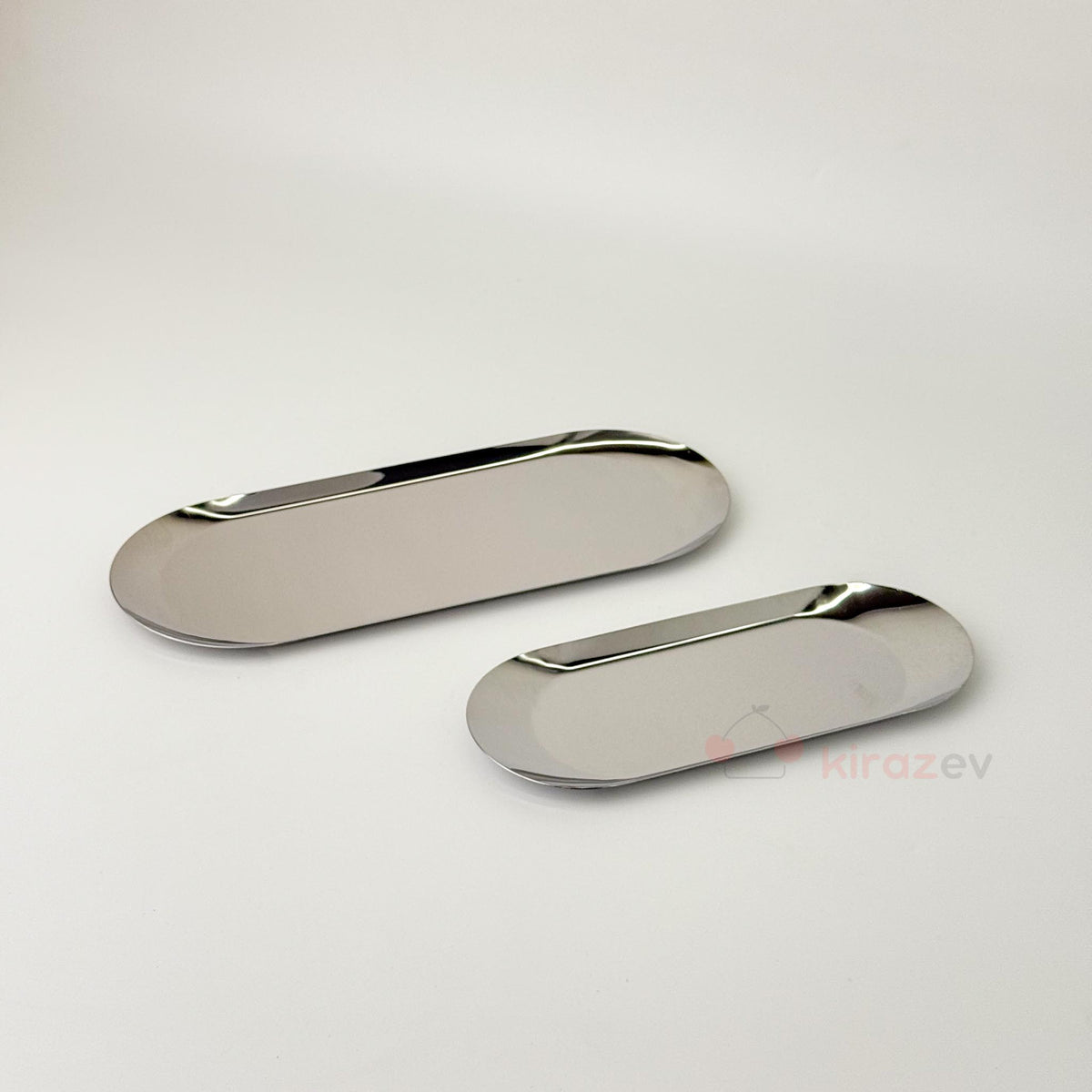 Gümüş Metal Kayık Tabak 2'li