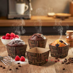 Kahve Yazılı Kare Muffin Kapsülü 24’lü – Fırına Dayanıklı - Kiraz Ev