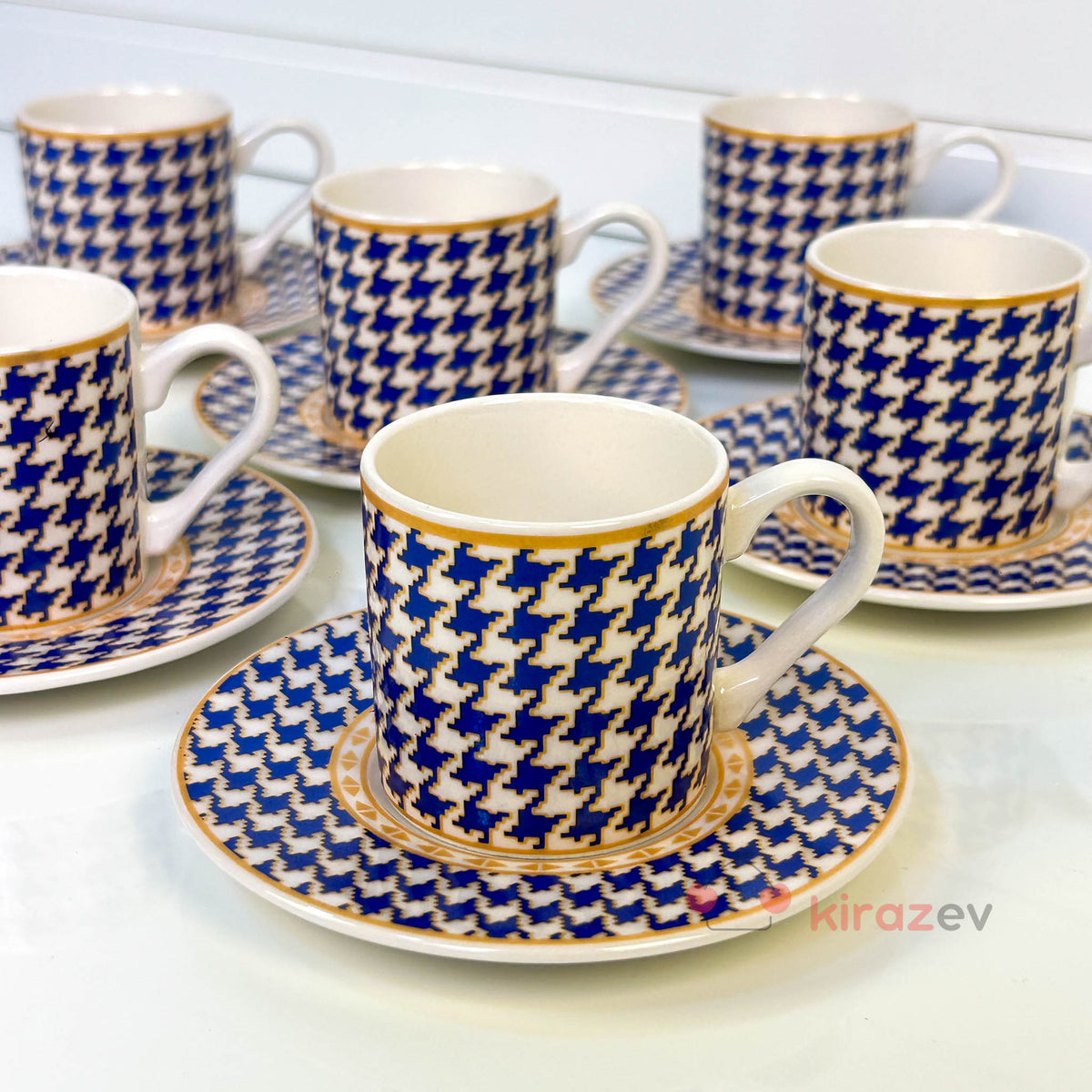 Kazayağı Desenli 6’lı Porselen Kahve Fincanı Seti