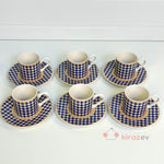 Kazayağı Desenli 6’lı Porselen Kahve Fincanı Seti