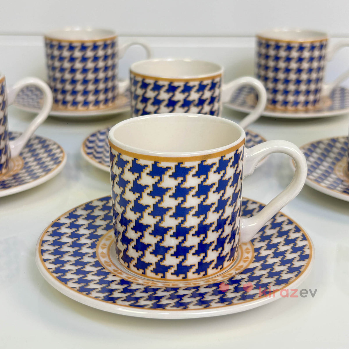 Kazayağı Desenli 6’lı Porselen Kahve Fincanı Seti