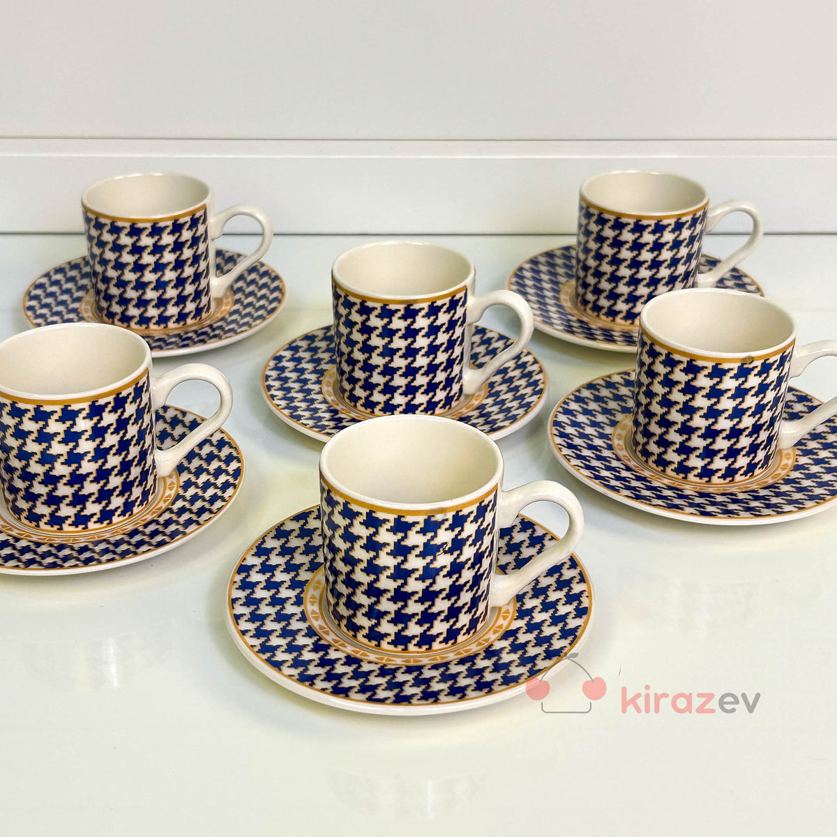 Kazayağı Desenli 6’lı Porselen Kahve Fincanı Seti