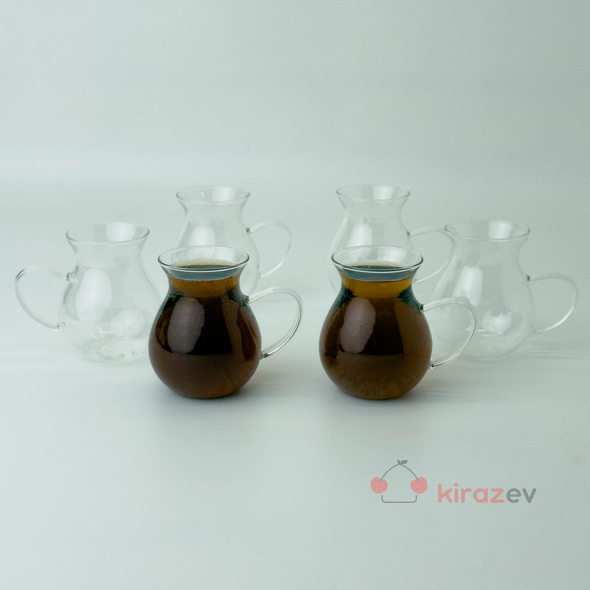 Keyfi Âlâ Cam Çay Bardağı 6’lı Set - Kiraz Ev