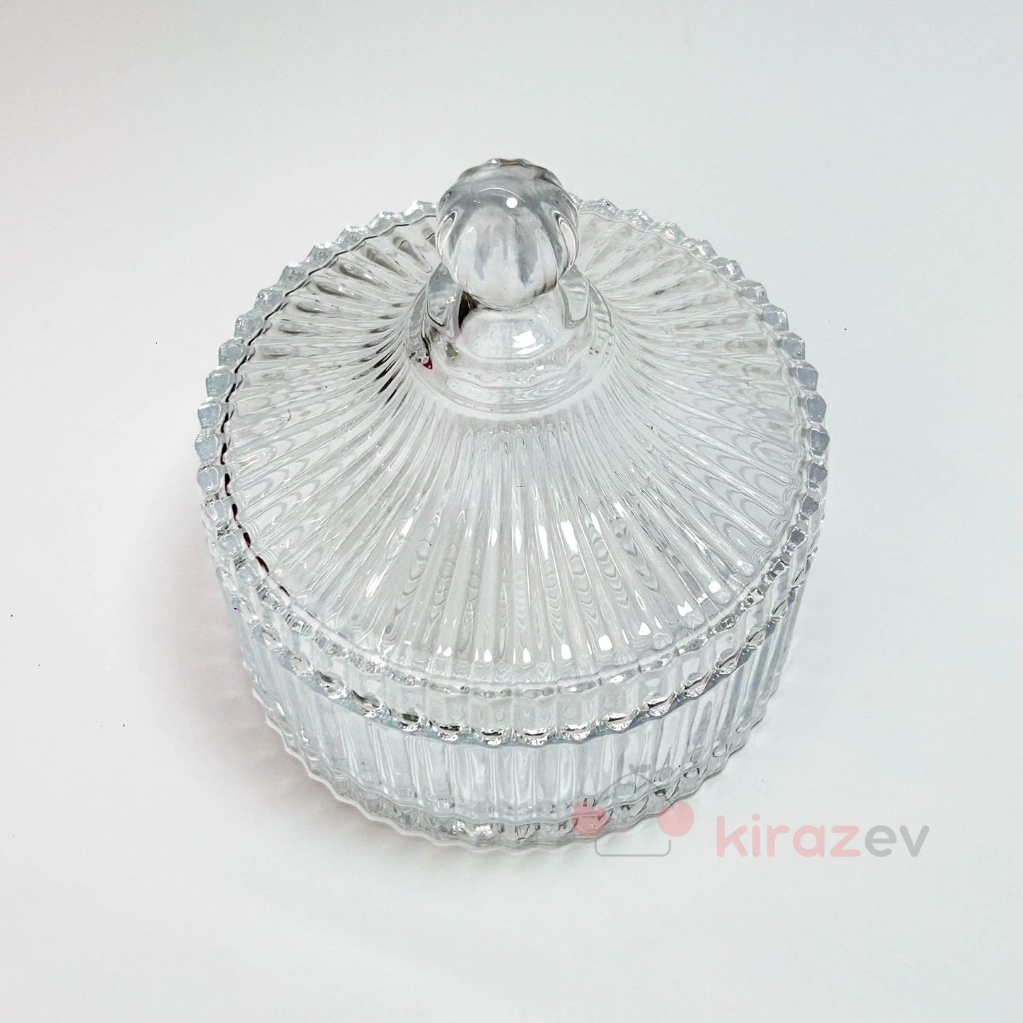 Kristal Desenli Kapaklı Cam Şekerlik