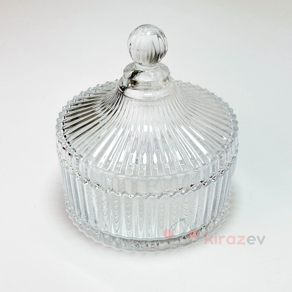 Kristal Desenli Kapaklı Cam Şekerlik