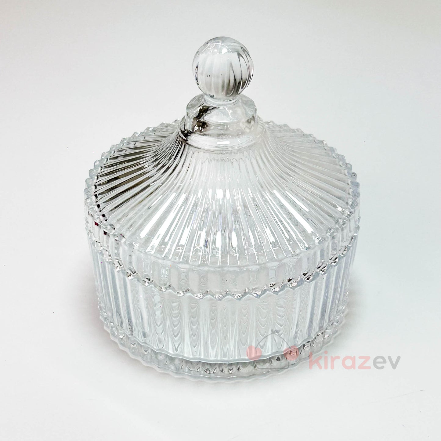 Kristal Desenli Kapaklı Cam Şekerlik