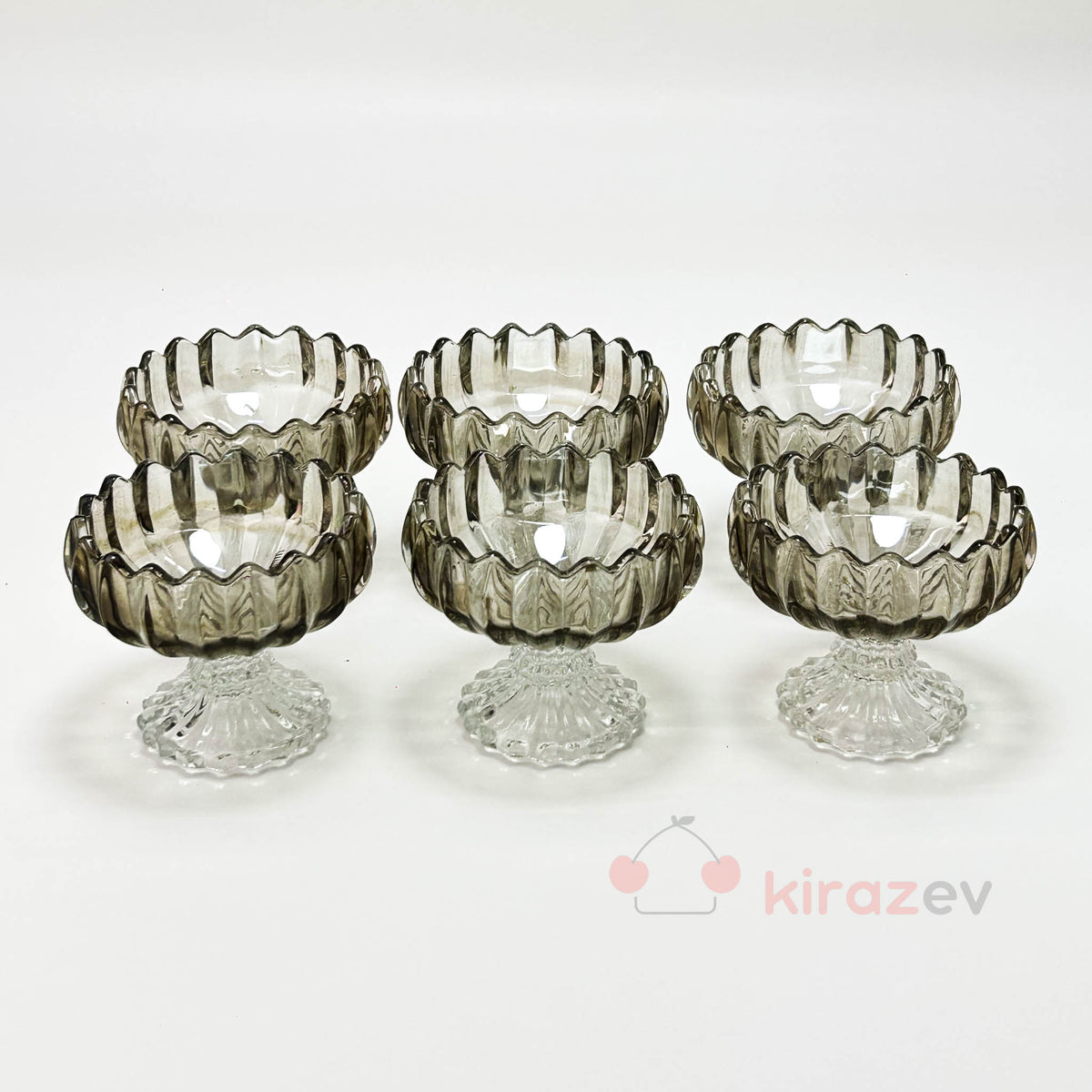 Gri Kristal Sunumluk 6’lı Set