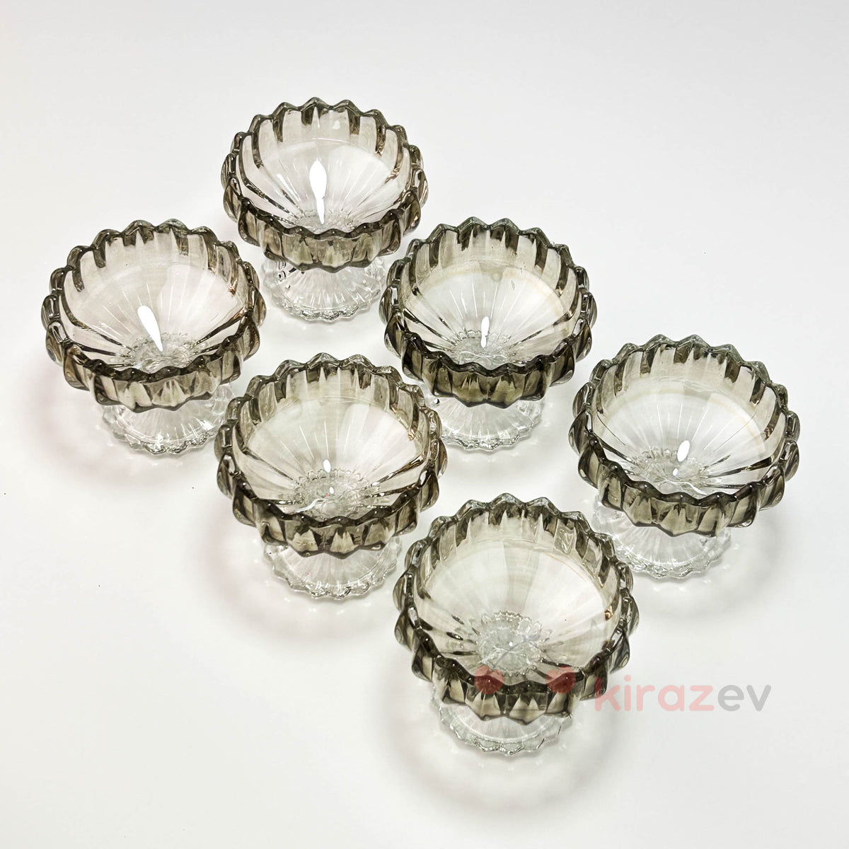Gri Kristal Sunumluk 6’lı Set