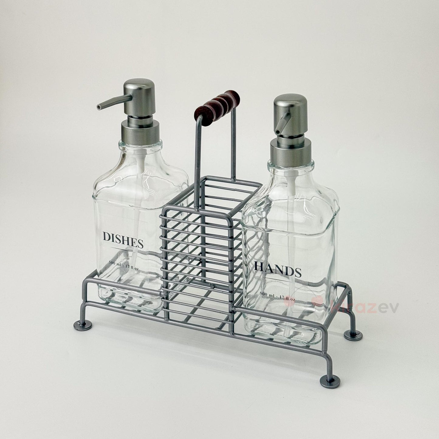 Stantlı Sıvı Sabunluk Seti Gri 2'li