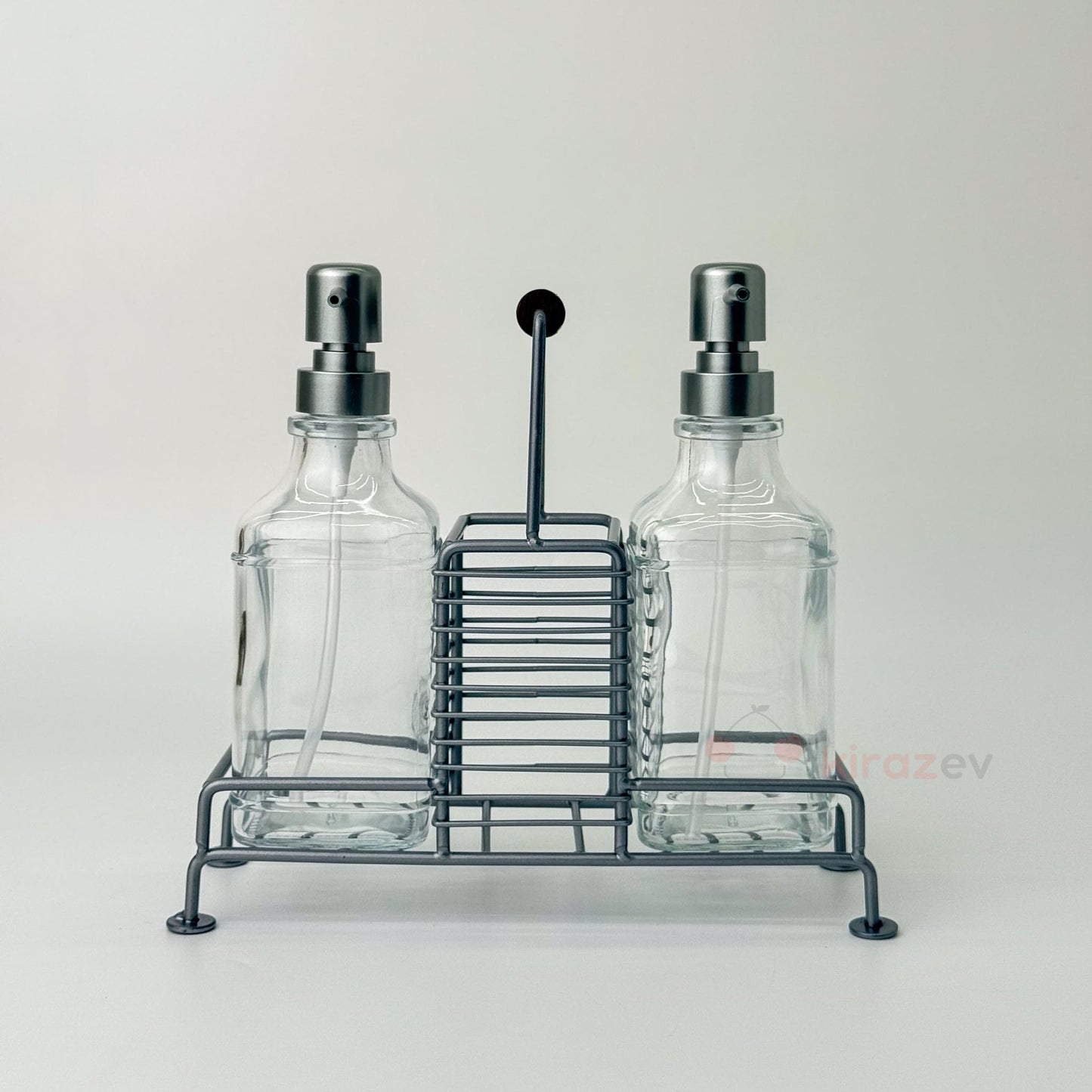 Stantlı Sıvı Sabunluk Seti Gri 2'li