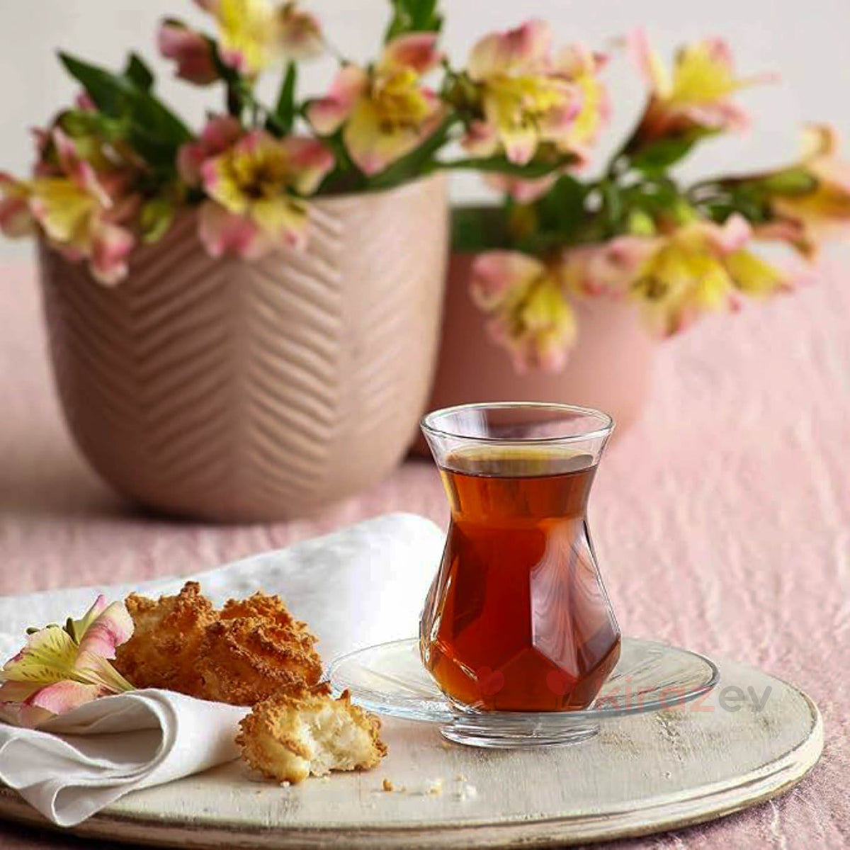 LAV Alya Cam Çay Tabağı 6’lı