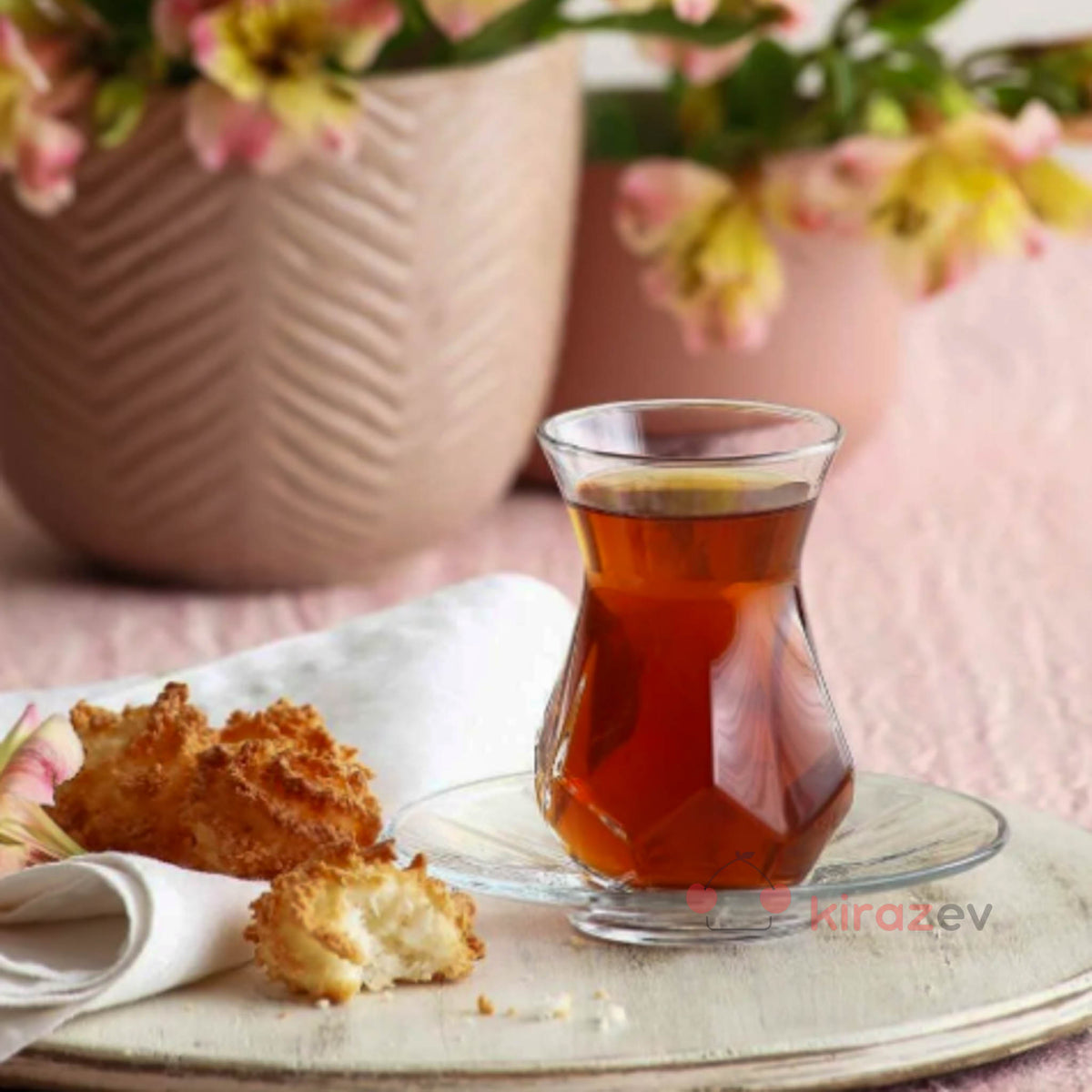 LAV Alya Çay Bardağı 165 cc – 6’lı Şık Cam Set - Kiraz Ev