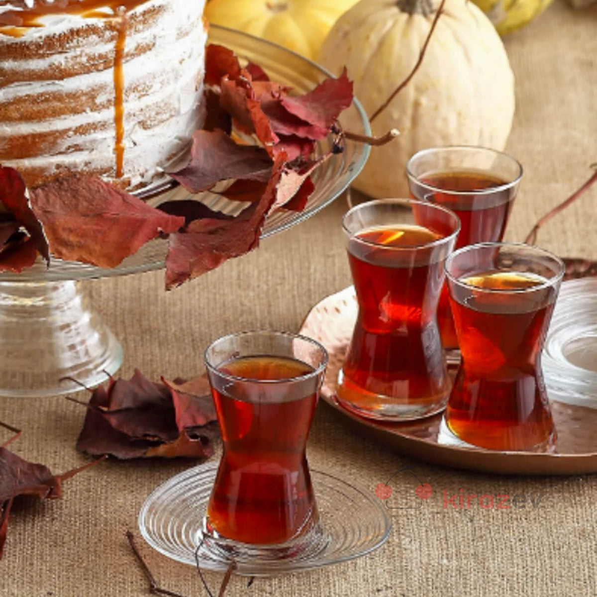 LAV Derin Çay Bardağı 140 cc – 6’lı İnce Belli Set - Kiraz Ev