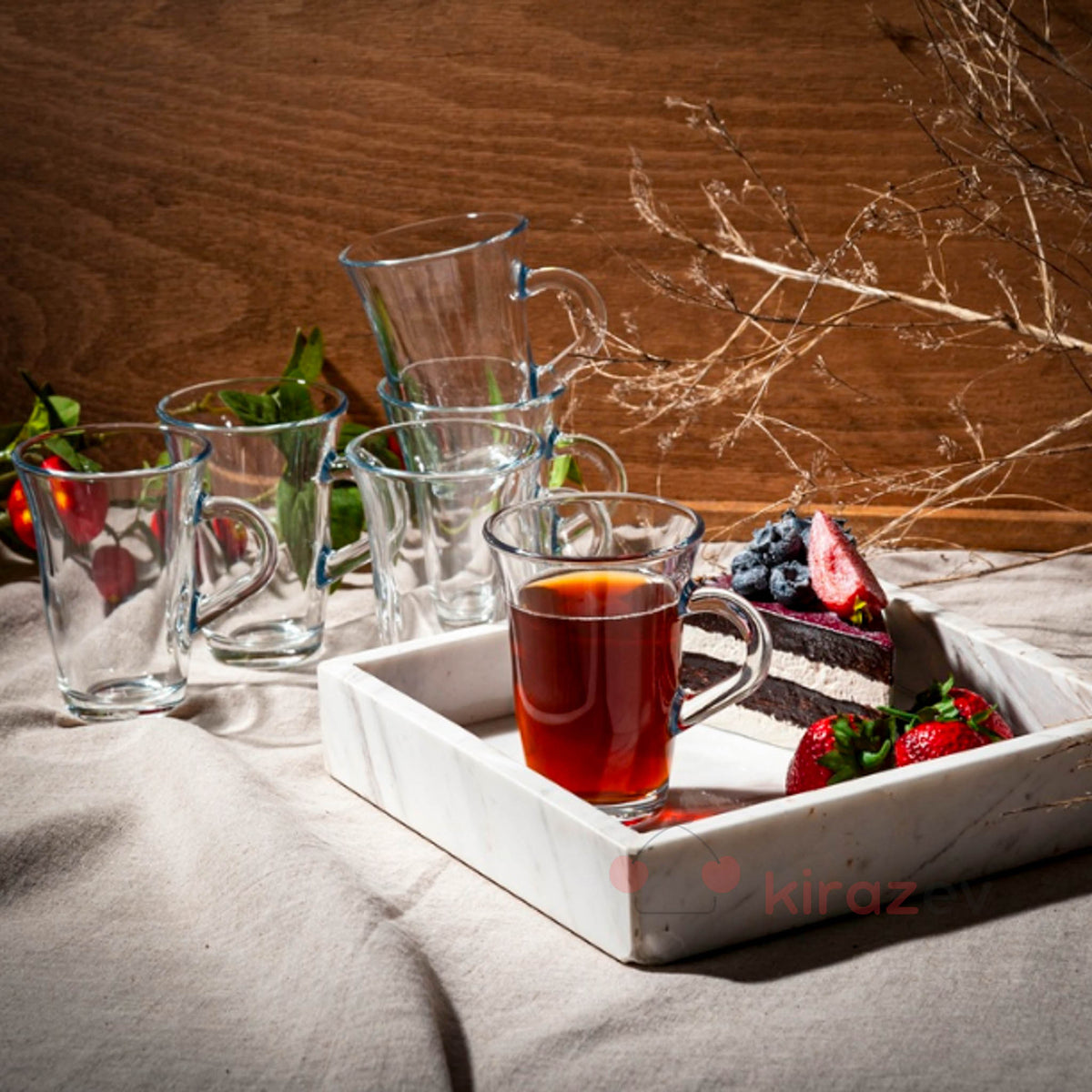 LAV Nisa Kulplu Cam Çay Bardağı 150 cc – 6’lı Set