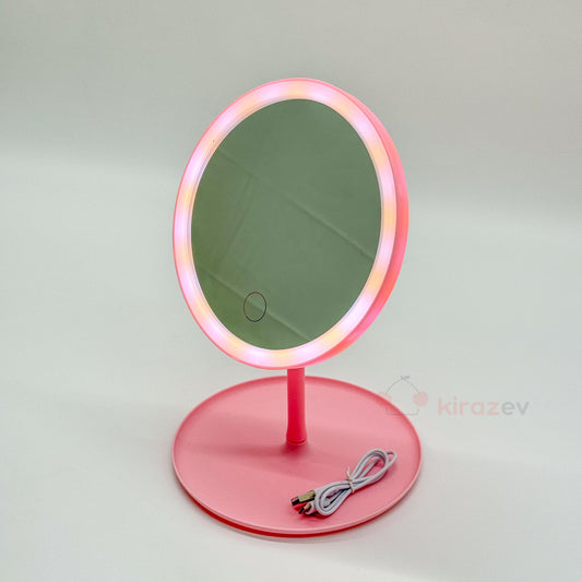 Led Işıklı Makyaj Aynası Pembe