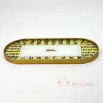 Altın Leopar Desenli Oval Sunumluk – Dekoratif Tepsi